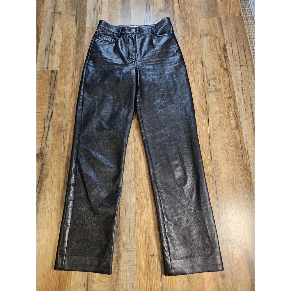 Aritzia Wilfred Black Faux Leather Pants Women's Size 00 Mid Rise